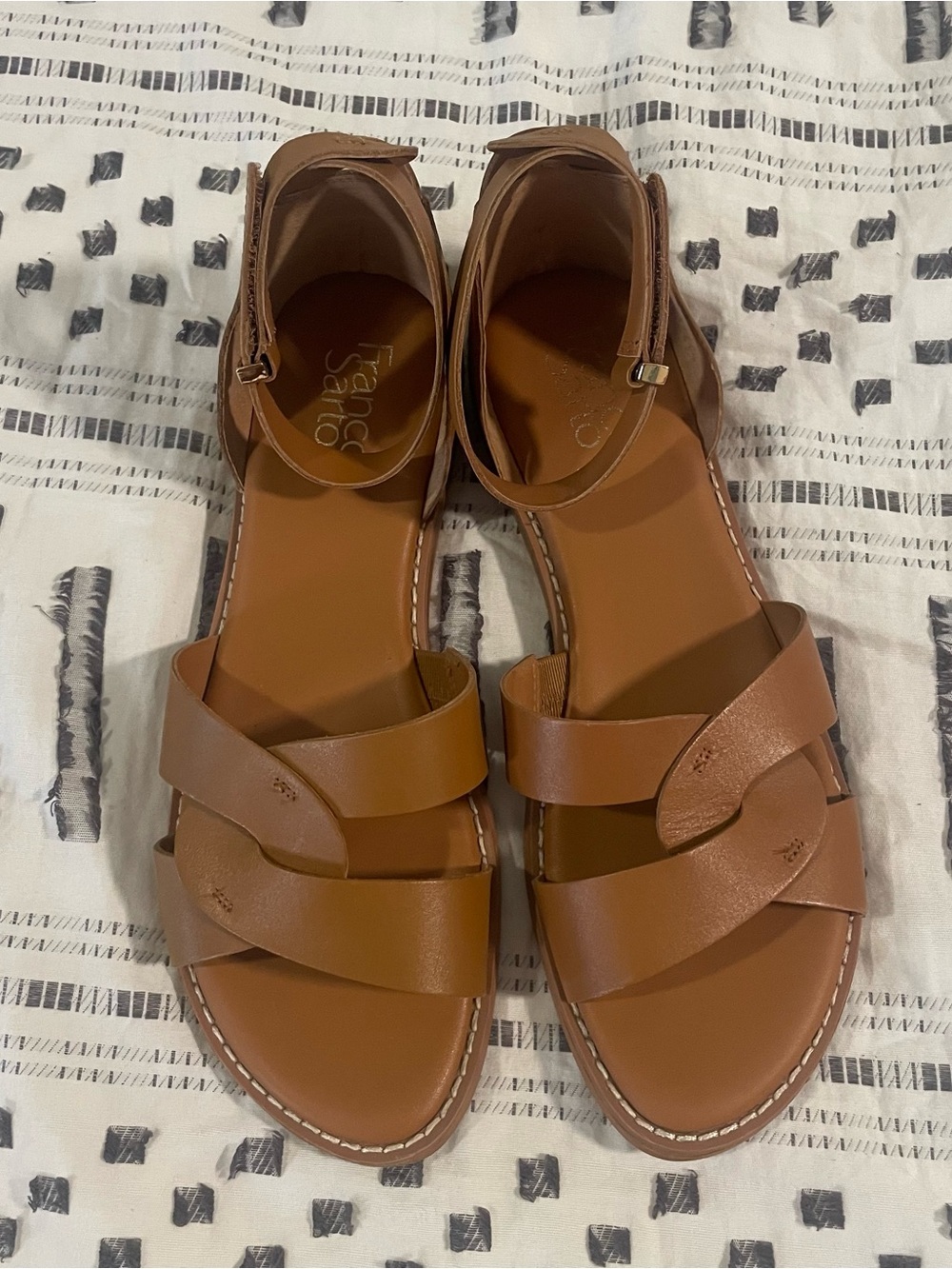 Franco Sarto Brown Leather Ankle-Strap Sandals